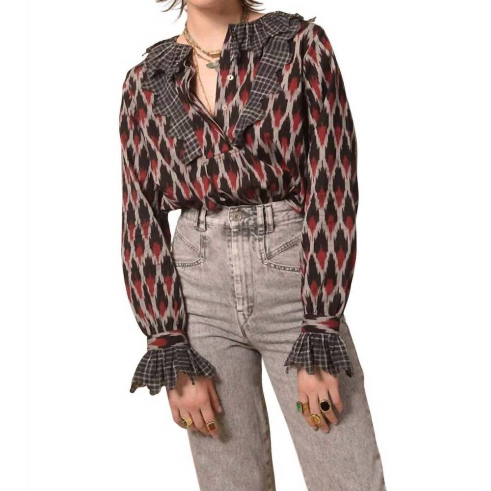 NEW V DE VINSTER namaste long sleeve blouse in black mix